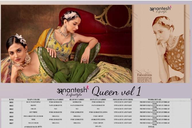 Queen Vol 1 By Anantesh Party Wear Designer Bulk Lehenga Choli Orders In India